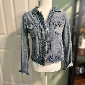 Vintage J. Crew  Womens Classic Jean Jacket Small Distressed Denim